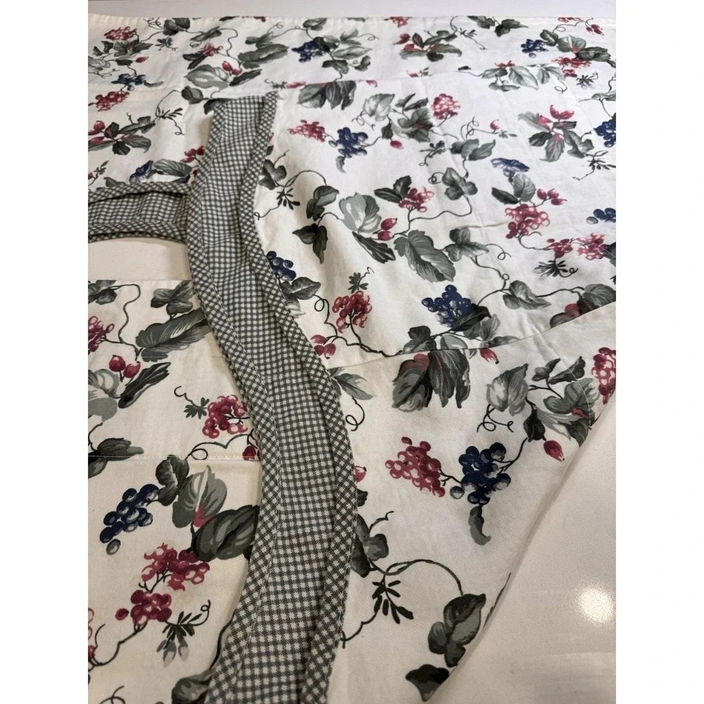Waverly Orchard Trail 2 Scalloped Valances 74x15 Curtains Grapes‎ Green Gingham